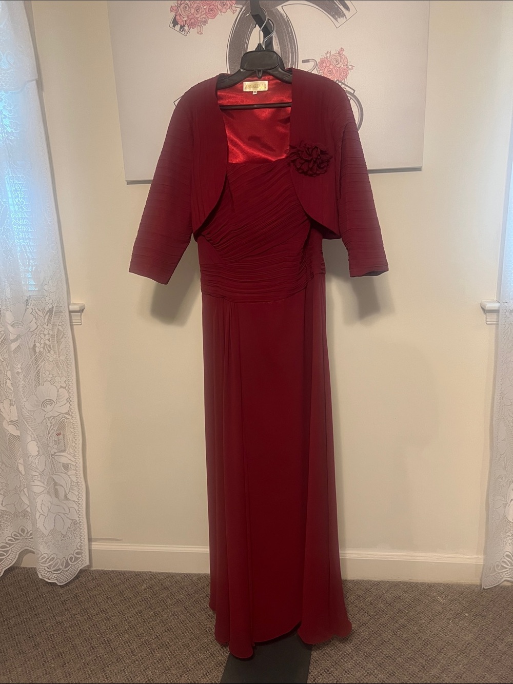 Annabelle Burgundy Maxi Dress with Bolero